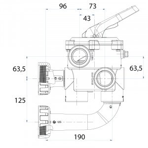 Dimensions Vanne multivoies CLASSIC PLUS side pour filtre à sable piscine ASTRAPOOL avec montage 1" 1/2