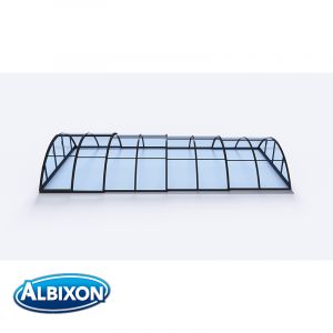 Abri de piscine translucide télescopique en kit Klasik clear B gris anthracite