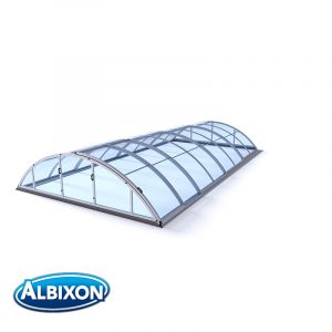 Abri de piscine translucide télescopique en kit Klasik clear B silver elox