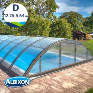 Abri de piscine télescopique en kit Klasik D 12.76 X 5.64 m coloris gris anthracite