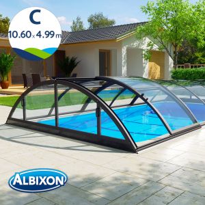 Abri de piscine télescopique en kit Klasik clear C gris anthracite 10.60 X 4.99 m