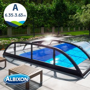 Abri de piscine télescopique en kit Dallas clear A 6.35 X 3.63 m coloris gris anthracite