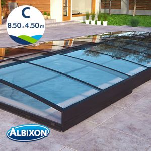 Abri bas de piscine télescopique en kit Sydney clear C 8.50 X 4.50 m