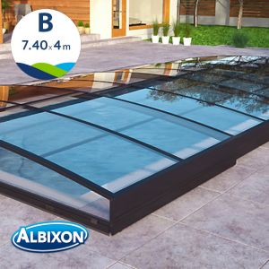 Abri bas de piscine télescopique en kit Sydney clear B 7.40 X 4 m