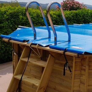 Couverture de sécurité à barres pour piscine hors-sol Cover wood