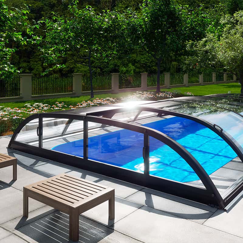 abri Piscine Hors Sol, Tente de Piscine Tissu 590x520x250 cm Bleu