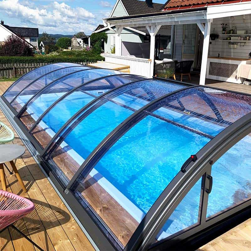 abri Piscine Hors Sol, Tente de Piscine Tissu 590x520x250 cm Bleu