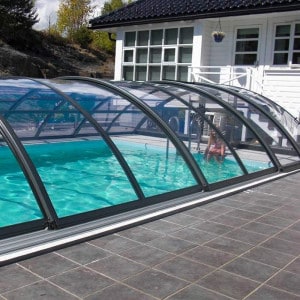 Abri de piscine télescopique en kit Klasik clear C gris anthracite 10.60 X 4.99 m