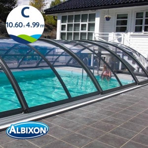 Abri de piscine télescopique en kit Klasik clear C gris anthracite 10.60 X 4.99 m