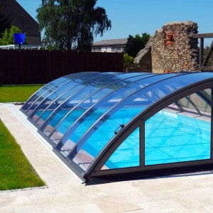 Abri de piscine télescopique en kit Klasik clear B gris anthracite 8.50 X 4.13 m