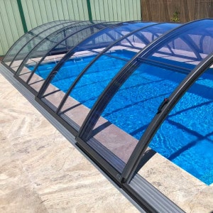 Abri de piscine télescopique en kit Klasik clear B gris anthracite 8.50 X 4.13 m