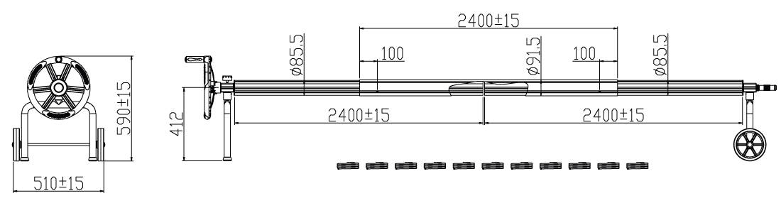 Dimensions Enrouleur pour bâche à bulles piscine Eco-Roll 12 X 5 m