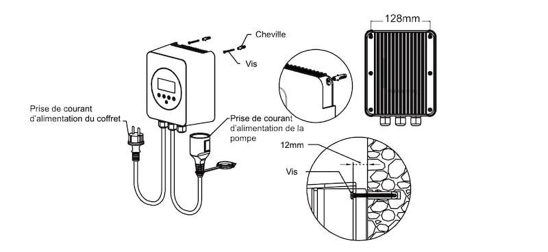 Installation du coffret variateur de vitesse et de puissance pour pompe de piscine