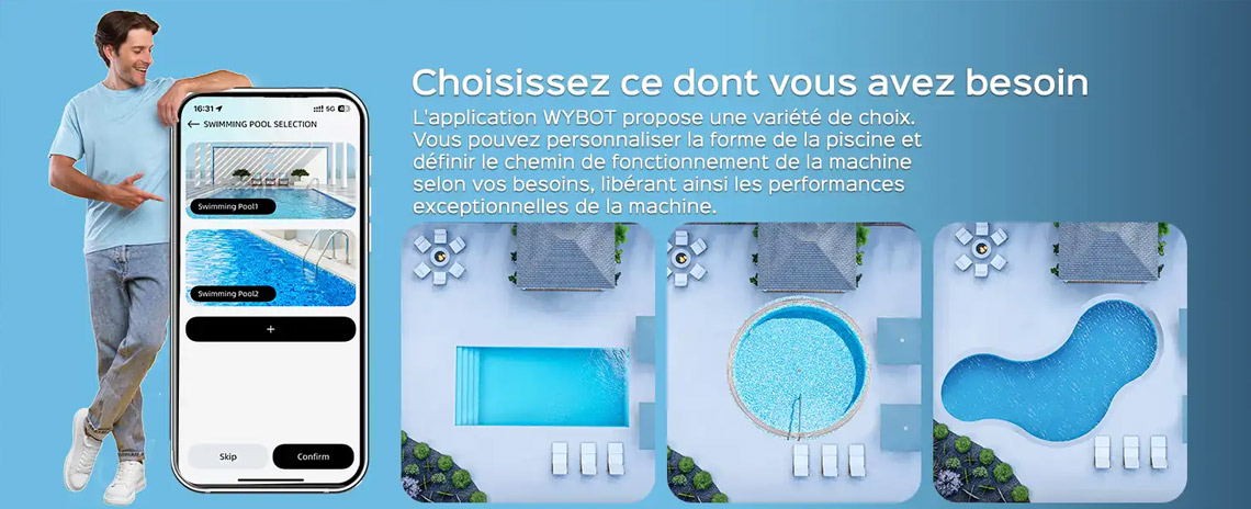 Avec son app sur smartphone, WYBOT C1 PRO est entièrement programmable.