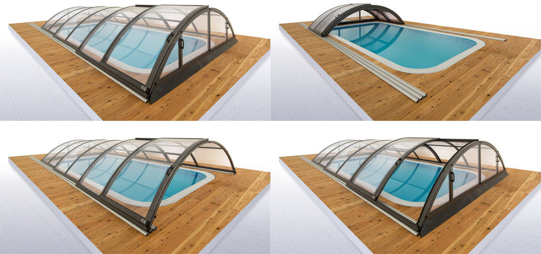 L'abri de piscine KLASIK CLEAR offre une modularité complète pour profiter de votre pleinement de votre piscine