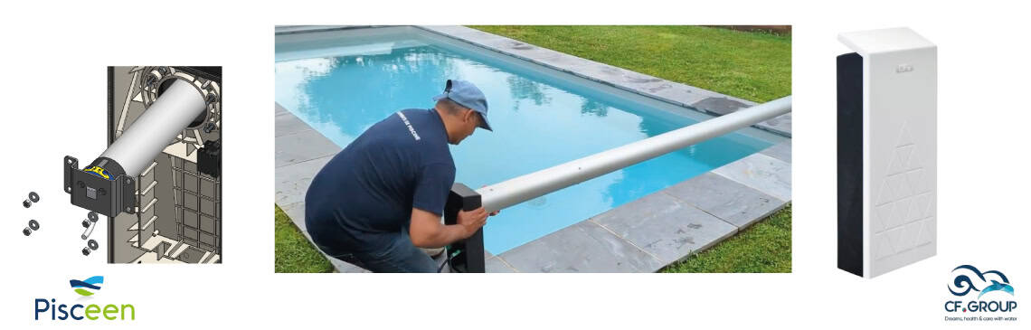 Positionnement axe volet piscine et mise en place moteur