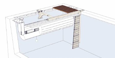 Volet piscine immergé moteur dans l'axe du volet